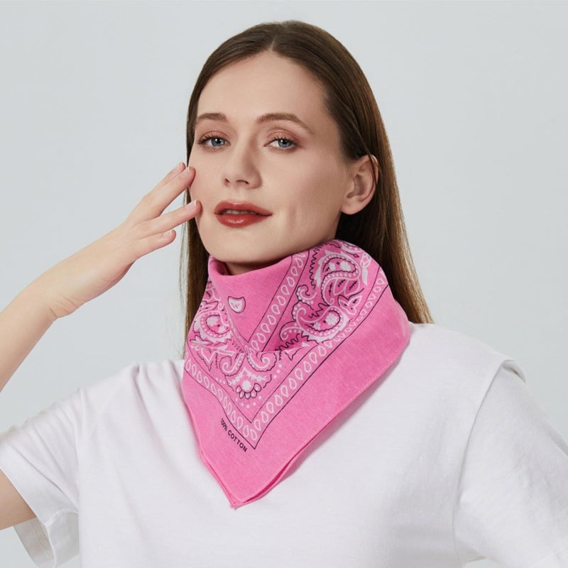 combocube 12 Pack(one dozen) Multi-Purpose novelty Pink Cotton Paisley Cowboy Bandanas Headband for Men,Women and kids - Image 4